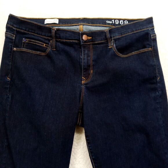 Gap‎ 1969 Jeans Womens 33R Legging Jean Stretch Denim Cotton Blend Blue Dark - Picture 2 of 13